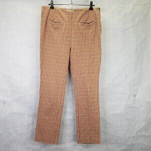Anthropologie The Essential Slim Crop Trouser Women's 6 Straight Plaid Pink Tan